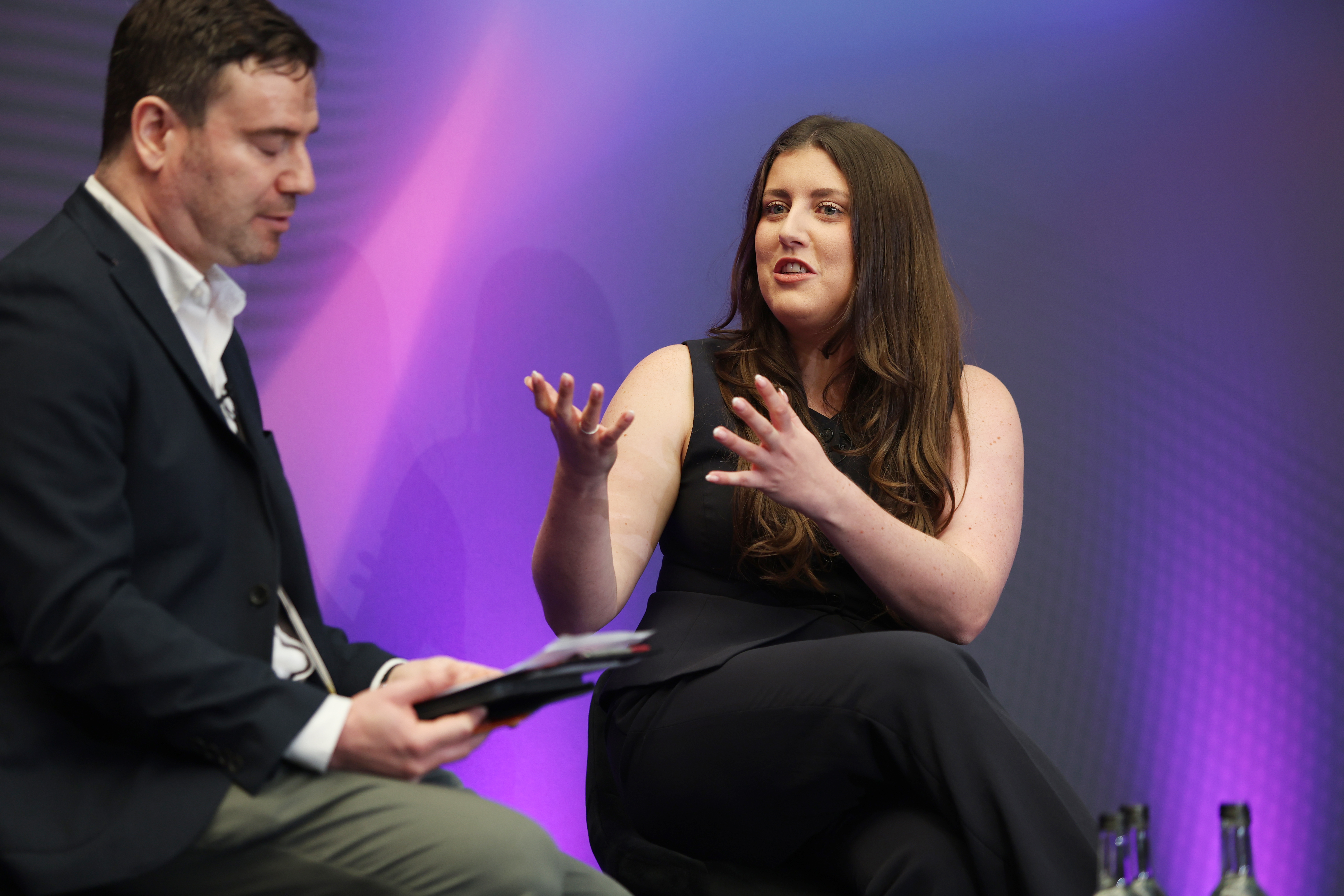 Grace Miller - content creator and ex Diary of a CEO speaking on stage at Performance Marketing World Unlocked 2026